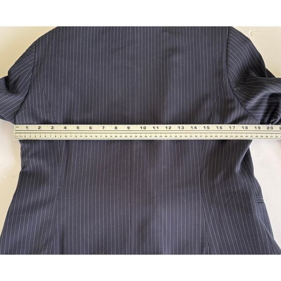 Vintage Jessica McClintock Blue 
Pinstripe Tuxedo Blazer Jacket Size 12 NWT - Picture 12 of 16